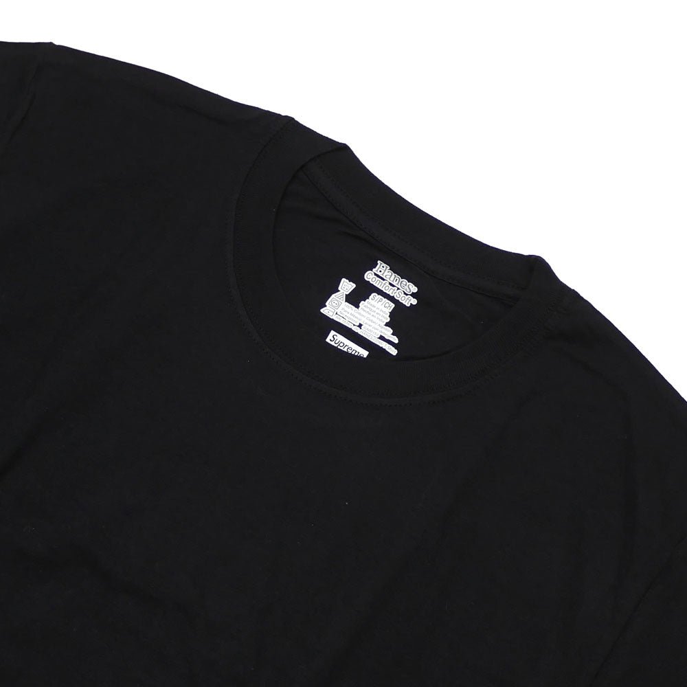 SUPREME HANES Black Tagless Tee 3-Pack