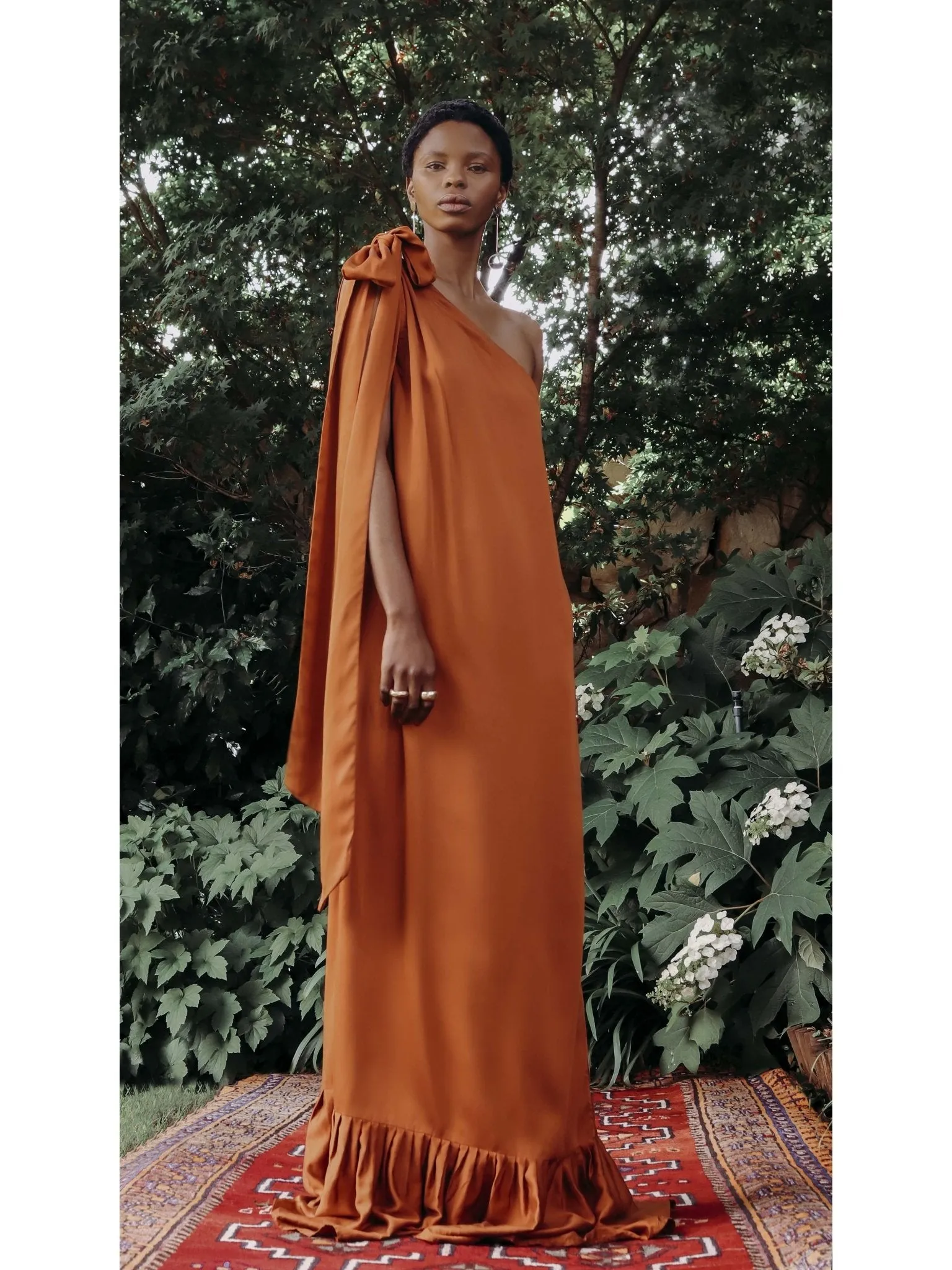 Sustainable Rust Orange Diago Dress