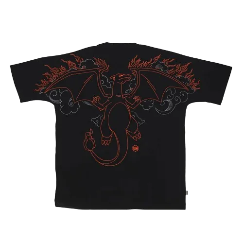 Black T-Shirt Dolly Noire Charizard Over Kimono Tee