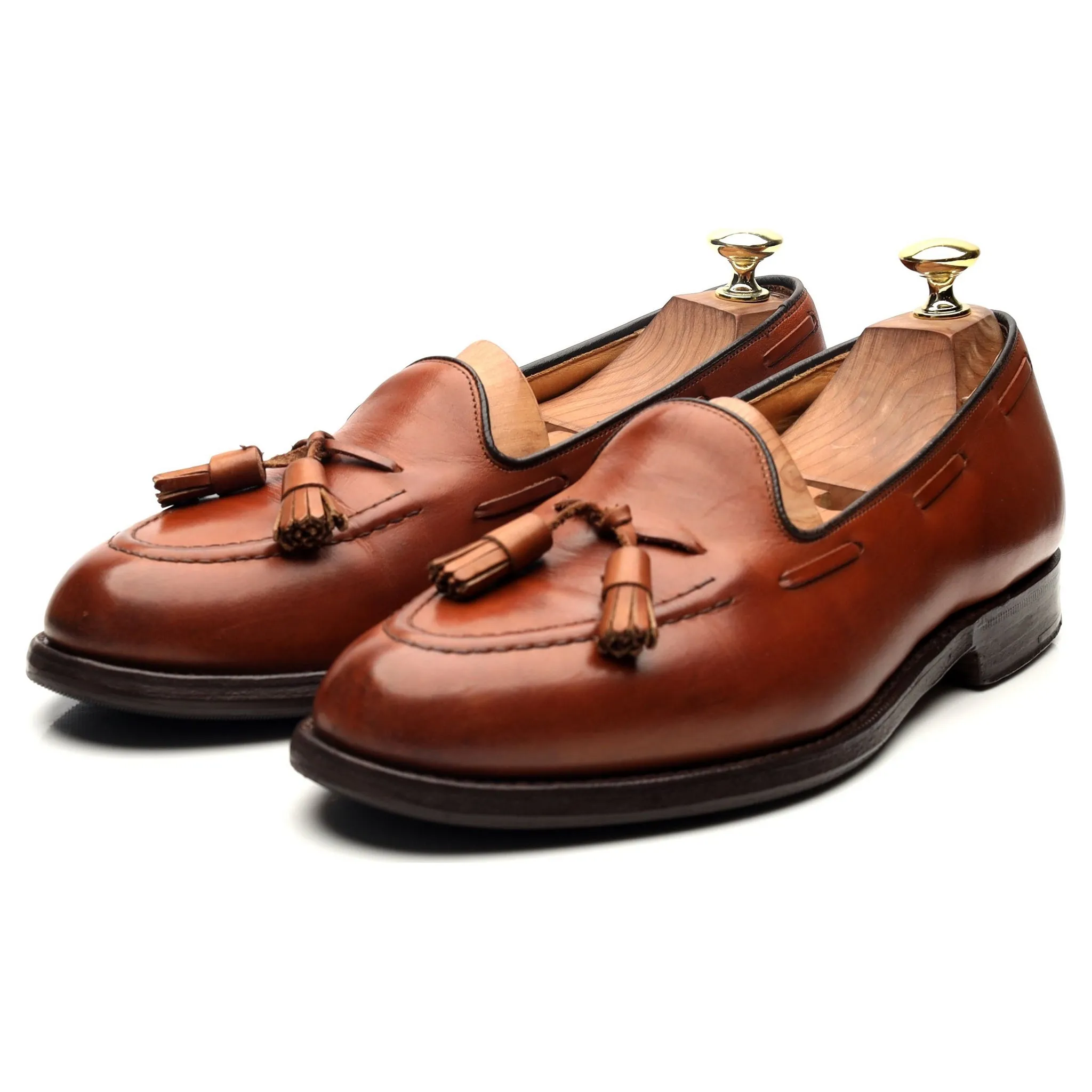 Tan Brown Leather Loafers UK 7.5 F