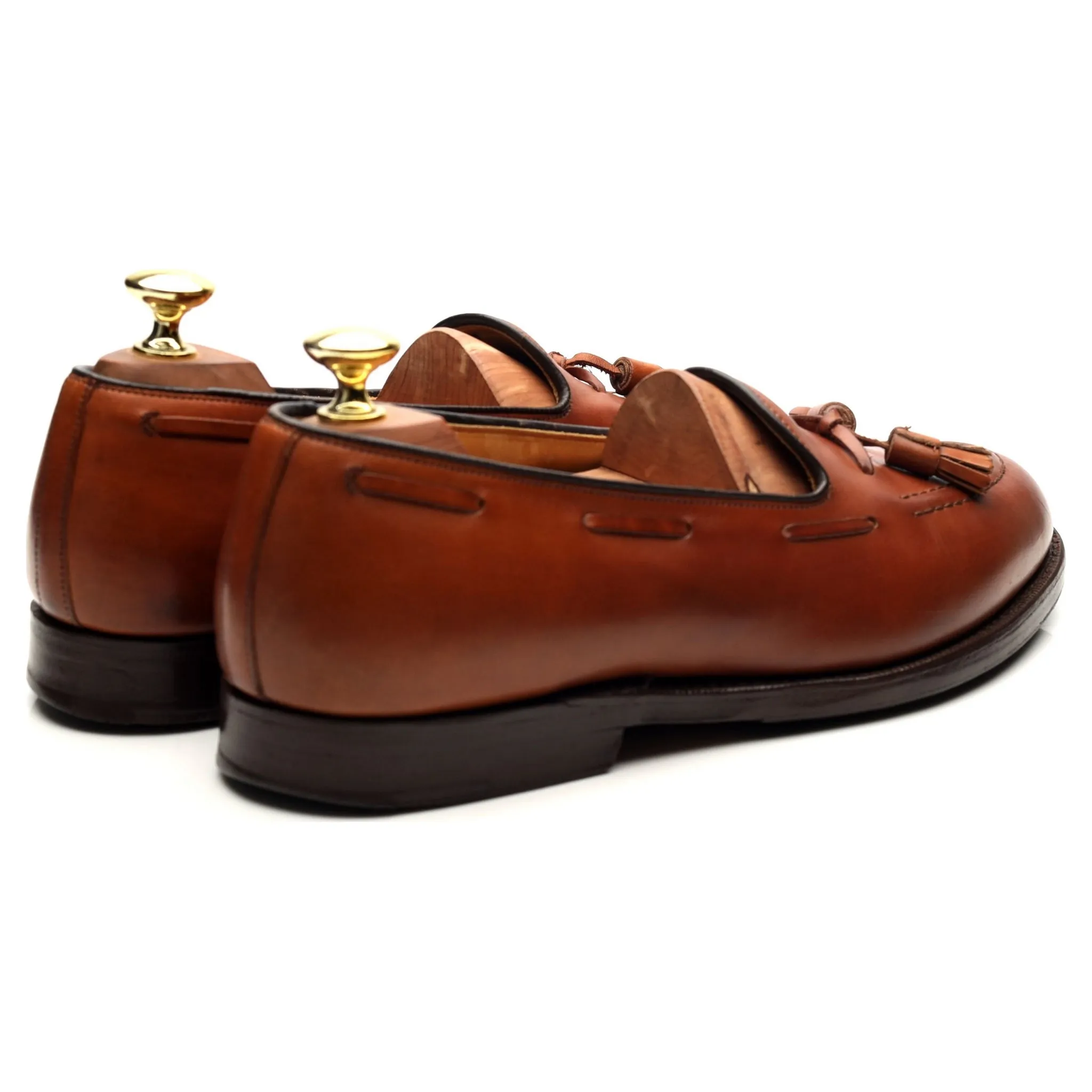 Tan Brown Leather Loafers UK 7.5 F