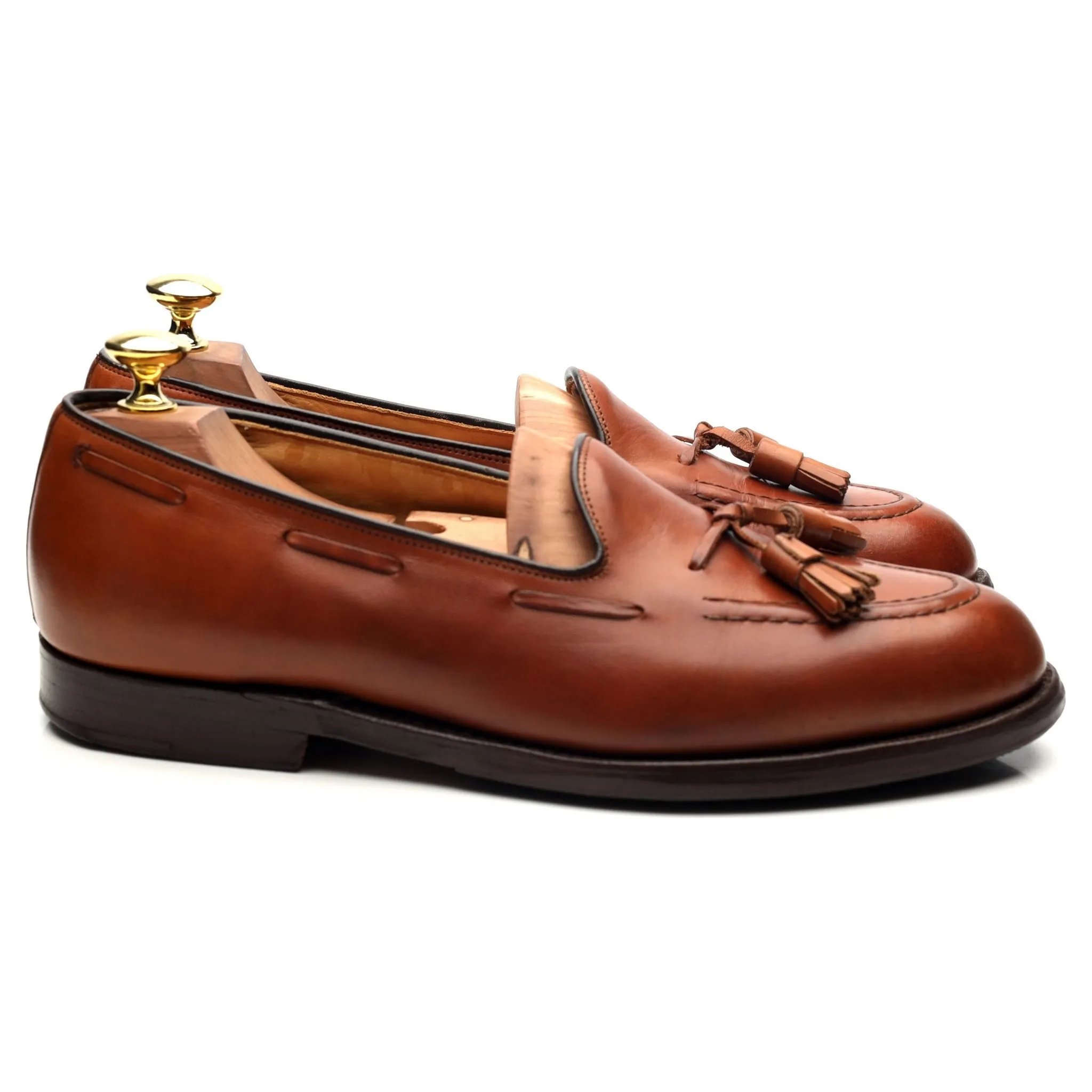 Tan Brown Leather Loafers UK 7.5 F