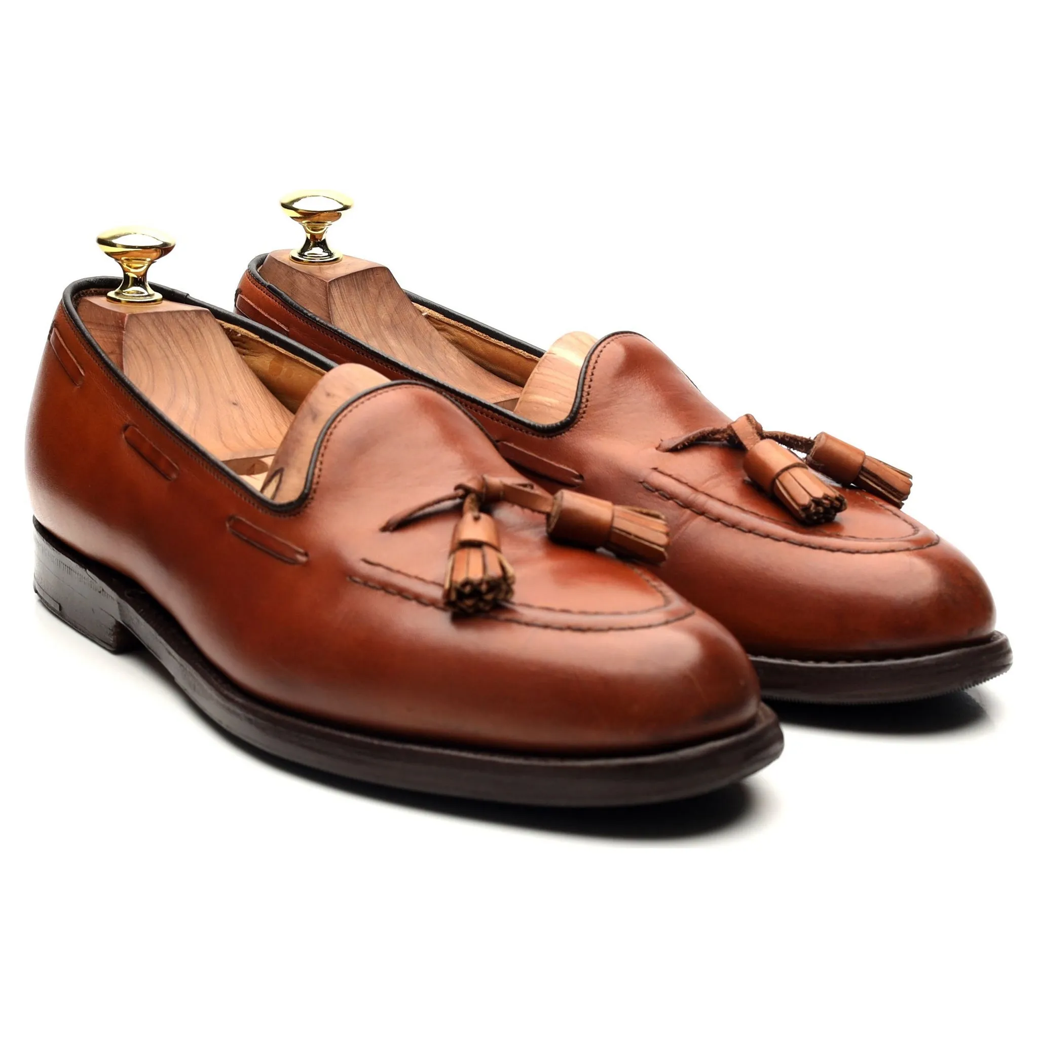 Tan Brown Leather Loafers UK 7.5 F