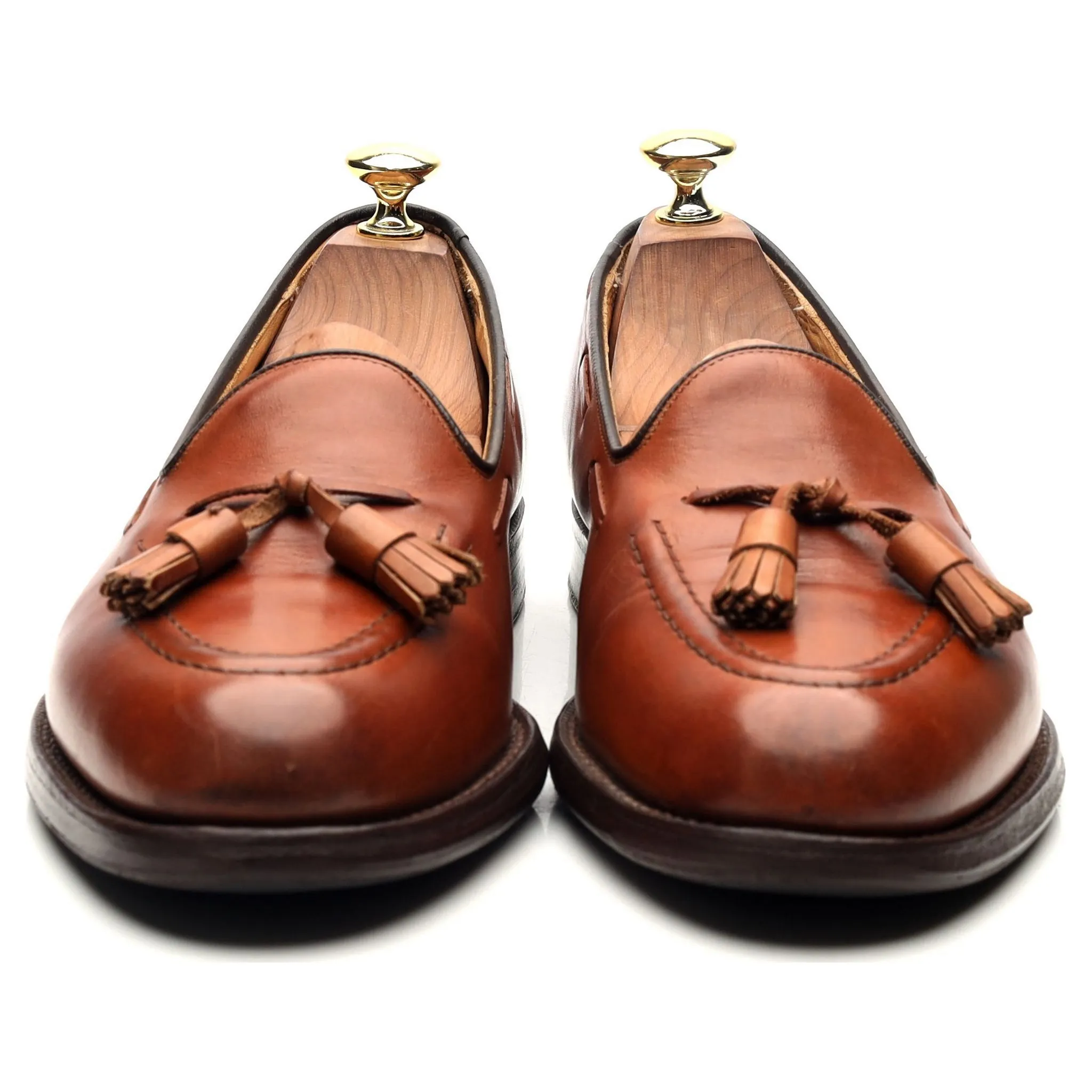 Tan Brown Leather Loafers UK 7.5 F