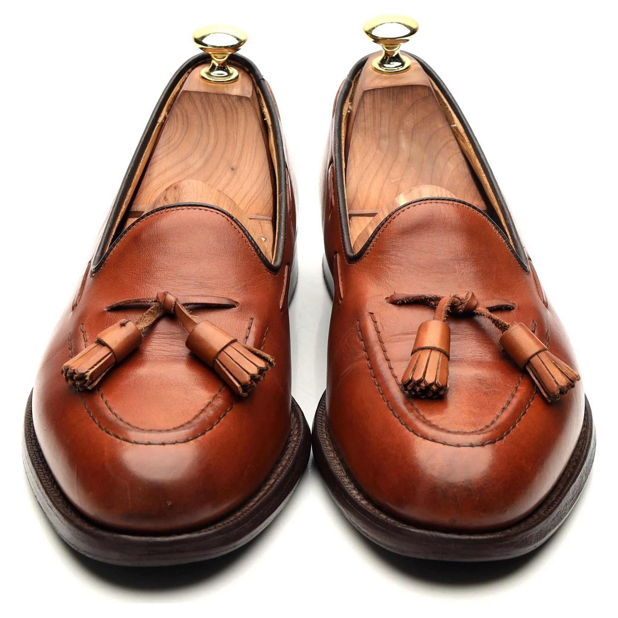 Tan Brown Leather Loafers UK 7.5 F