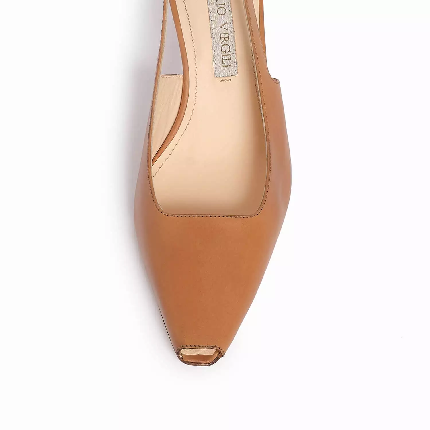 Tan leather slingback pumps for women