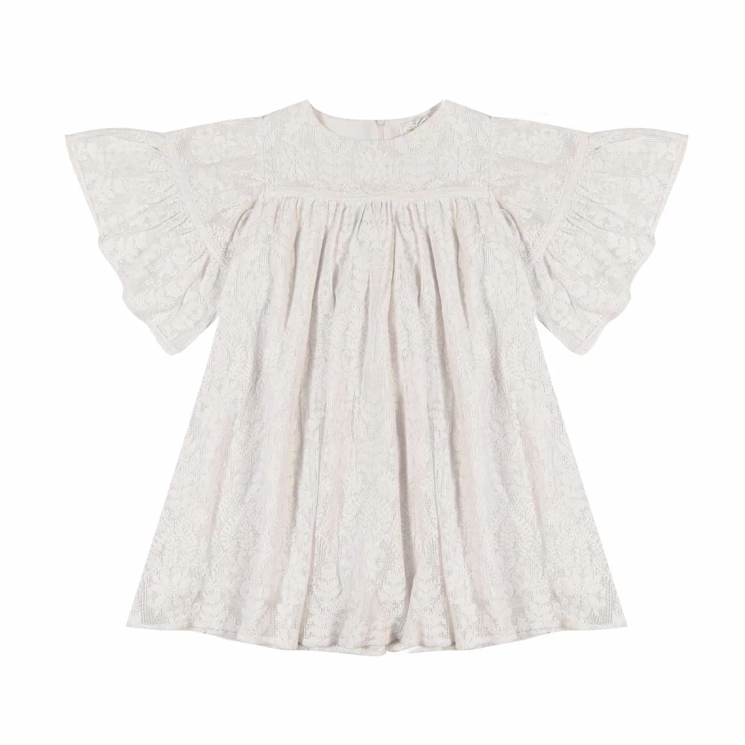 Tartine Chocolat Ecru Dress Girls Floral Lace