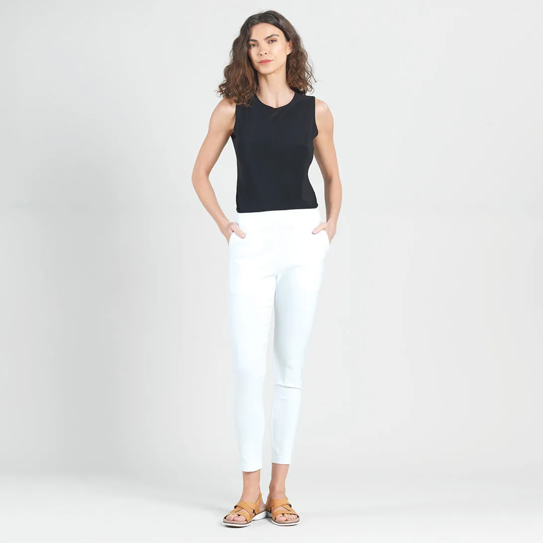 Techno Knit Skinny Ankle Pocket Pant in White - Final Sale!