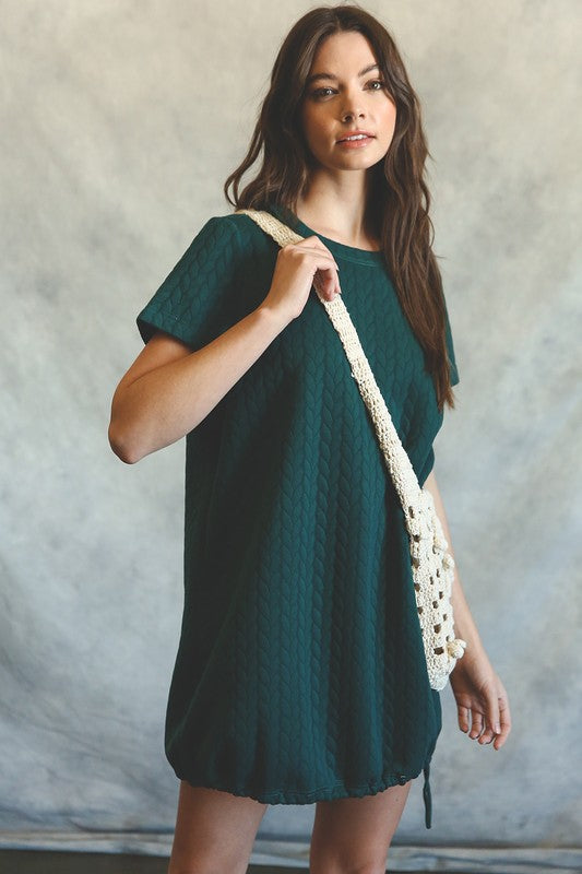 Textured Knit Dress - Green