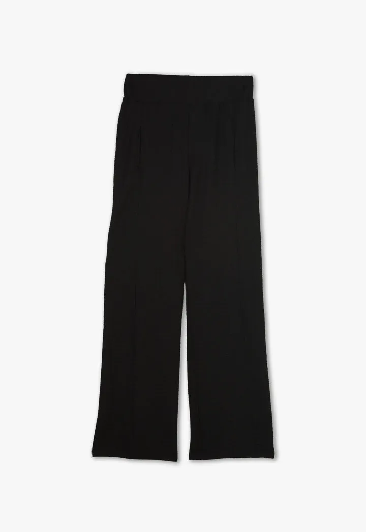 The Best Textured Solid Trousers with Knitted Waves - Shop Now!