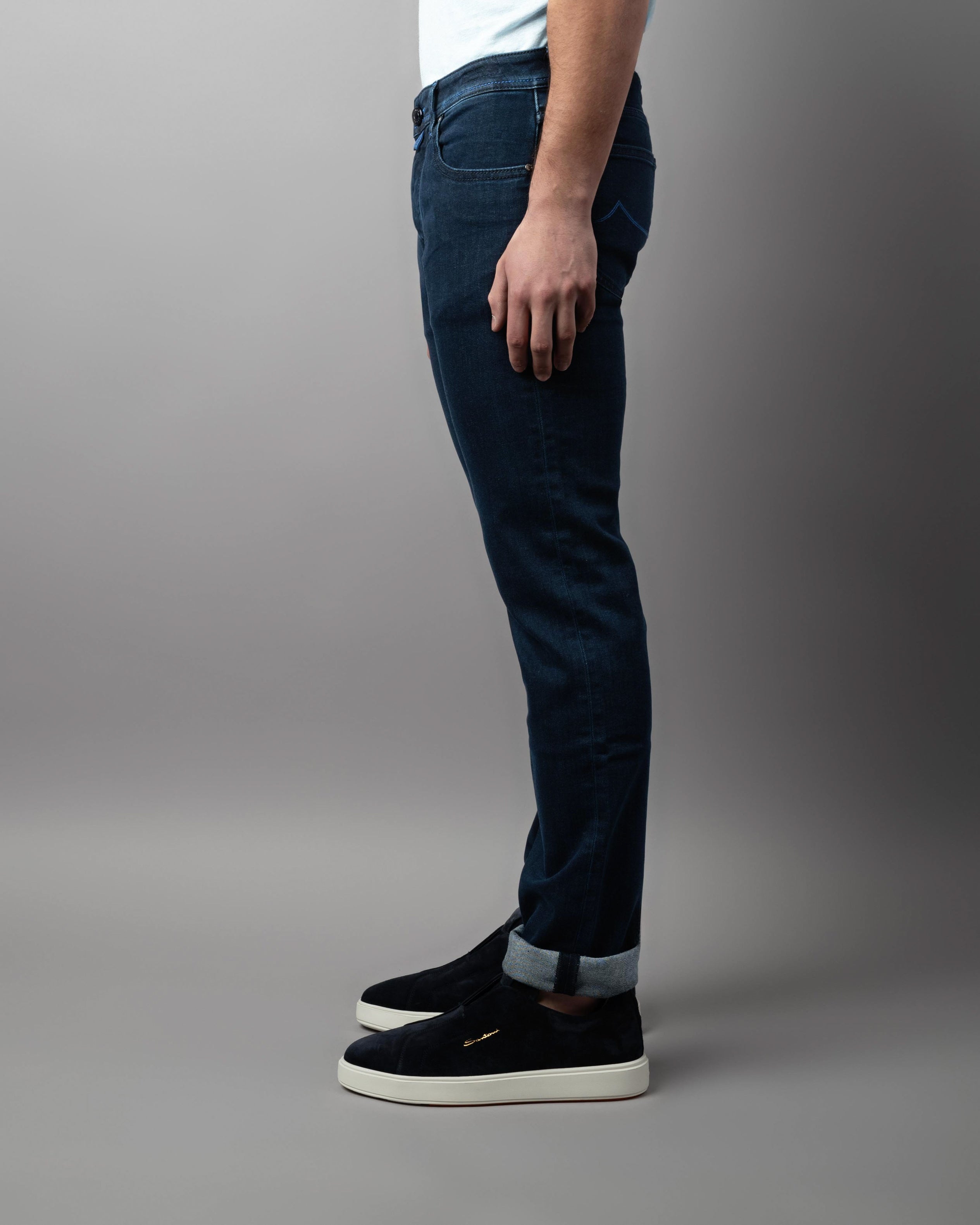 Tightly Fitting Denim Trousers