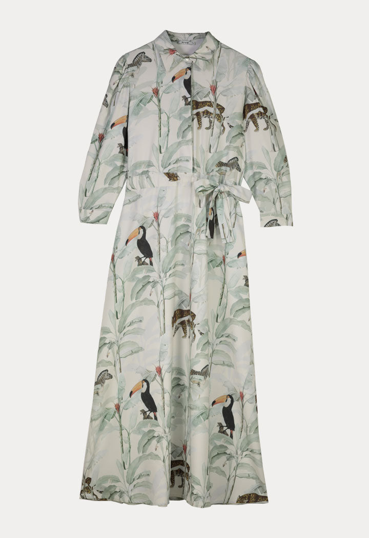 Tropical Flared Maxi Dress