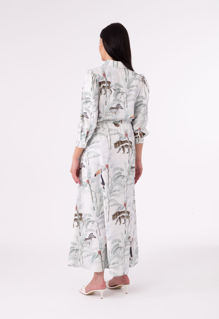 Tropical Flared Maxi Dress