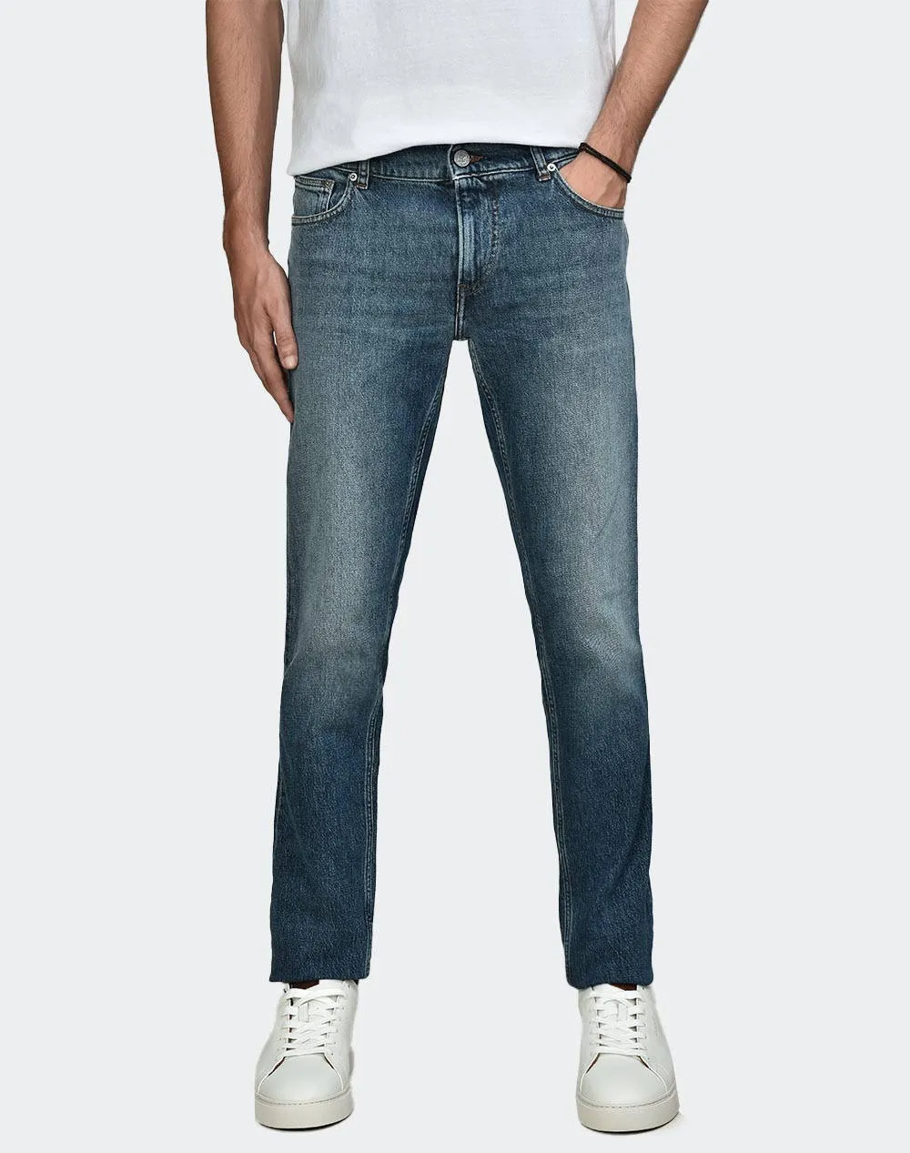 TRUSSARDI 5 pocket slim tapered denim pants, close fit