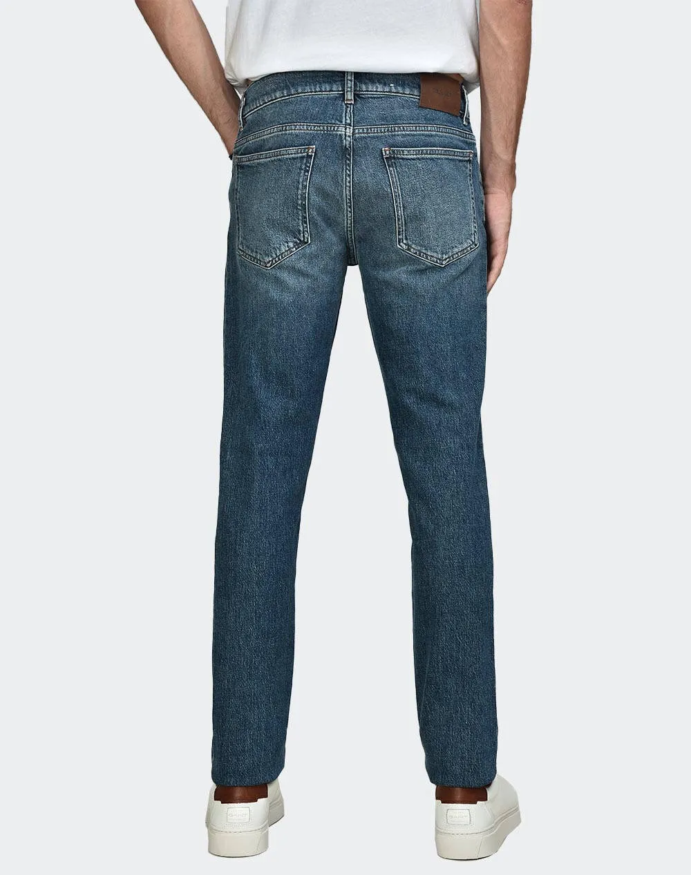 TRUSSARDI 5 pocket slim tapered denim pants, close fit