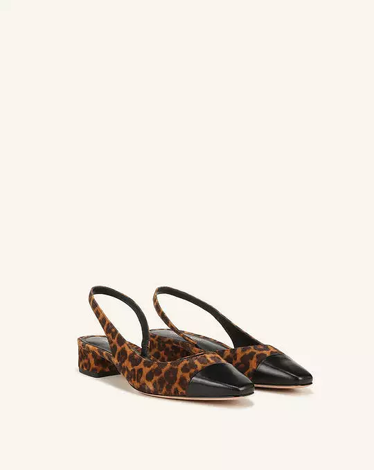 Veronica Beard Cecile Leopard Print Slingback with Cap-Toe