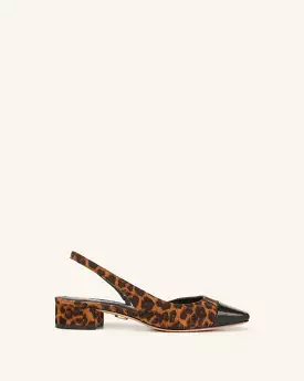 Veronica Beard Cecile Leopard Print Slingback with Cap-Toe