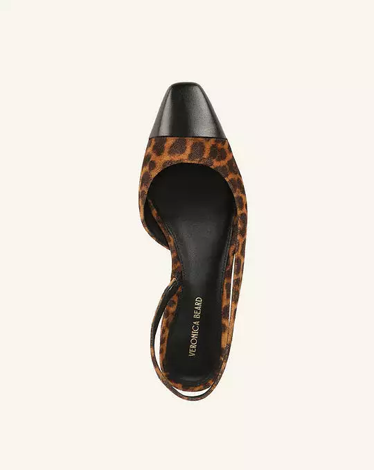 Veronica Beard Cecile Leopard Print Slingback with Cap-Toe