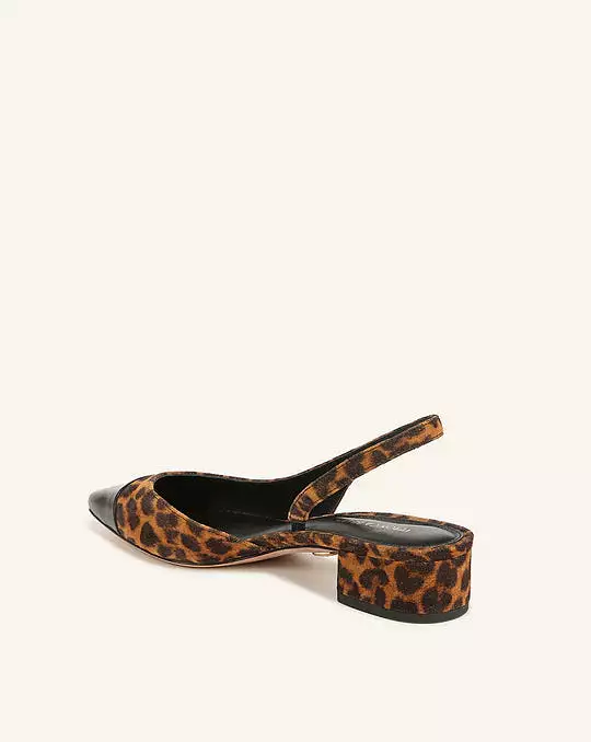 Veronica Beard Cecile Leopard Print Slingback with Cap-Toe