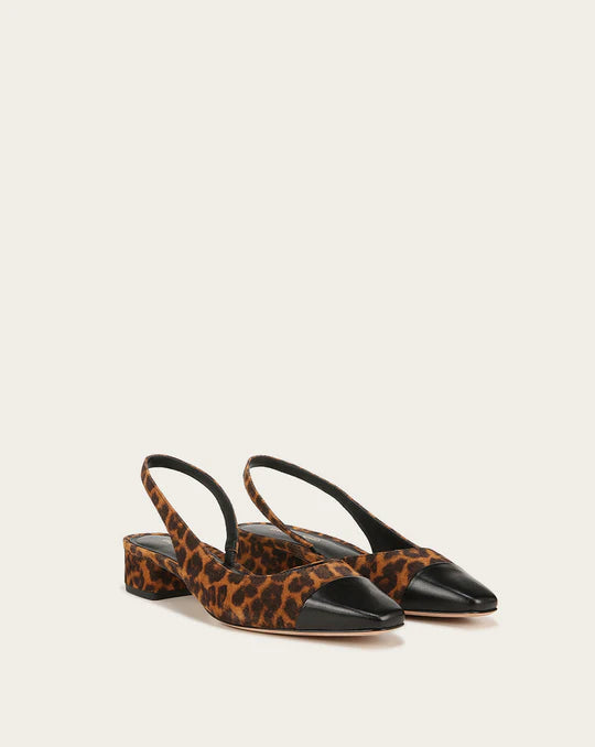 VERONICA BEARD Cecile Leopard Slingback with Cap-Toe