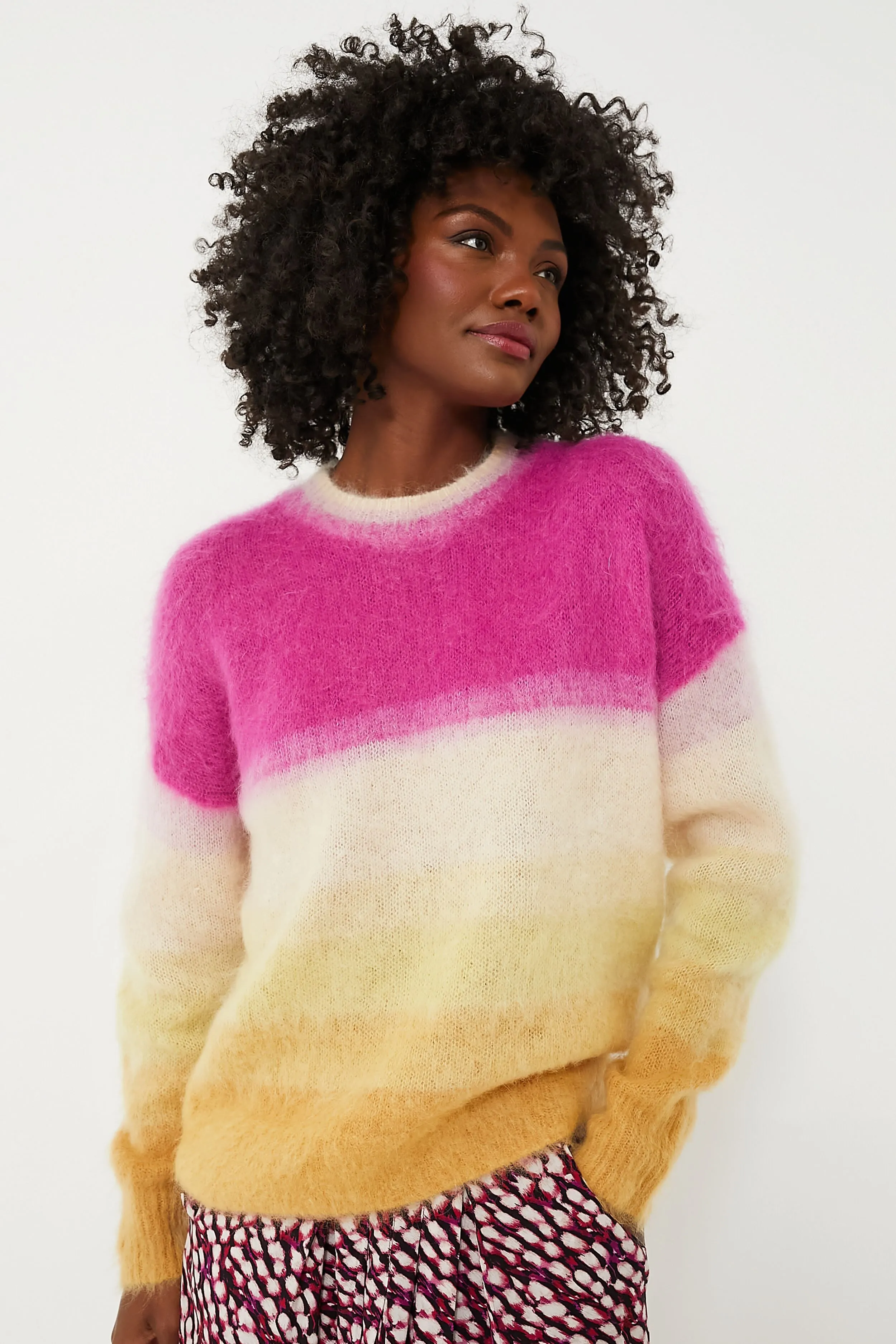 Vibrant Fuchsia and Yellow Drussell Sweater