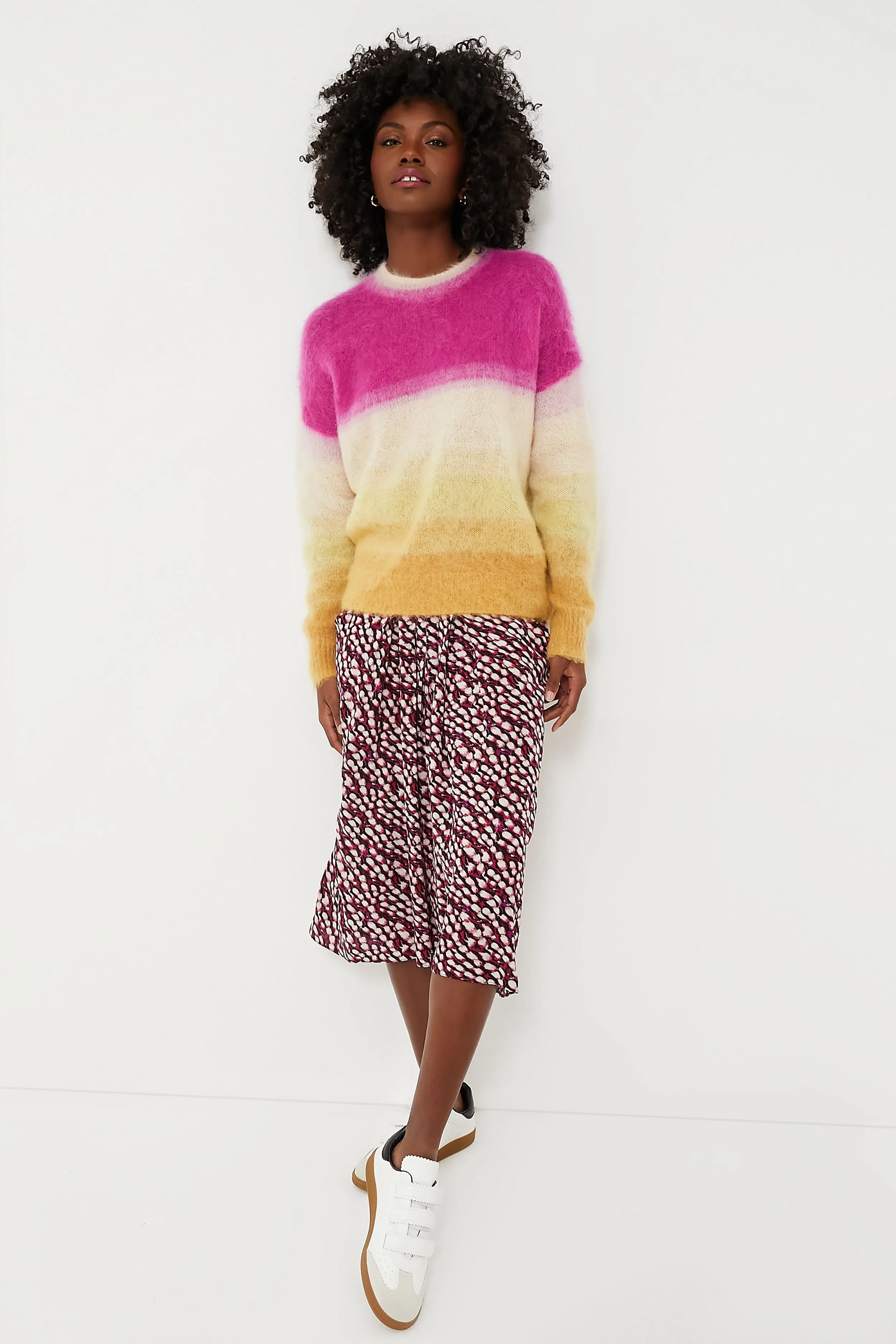 Vibrant Fuchsia and Yellow Drussell Sweater