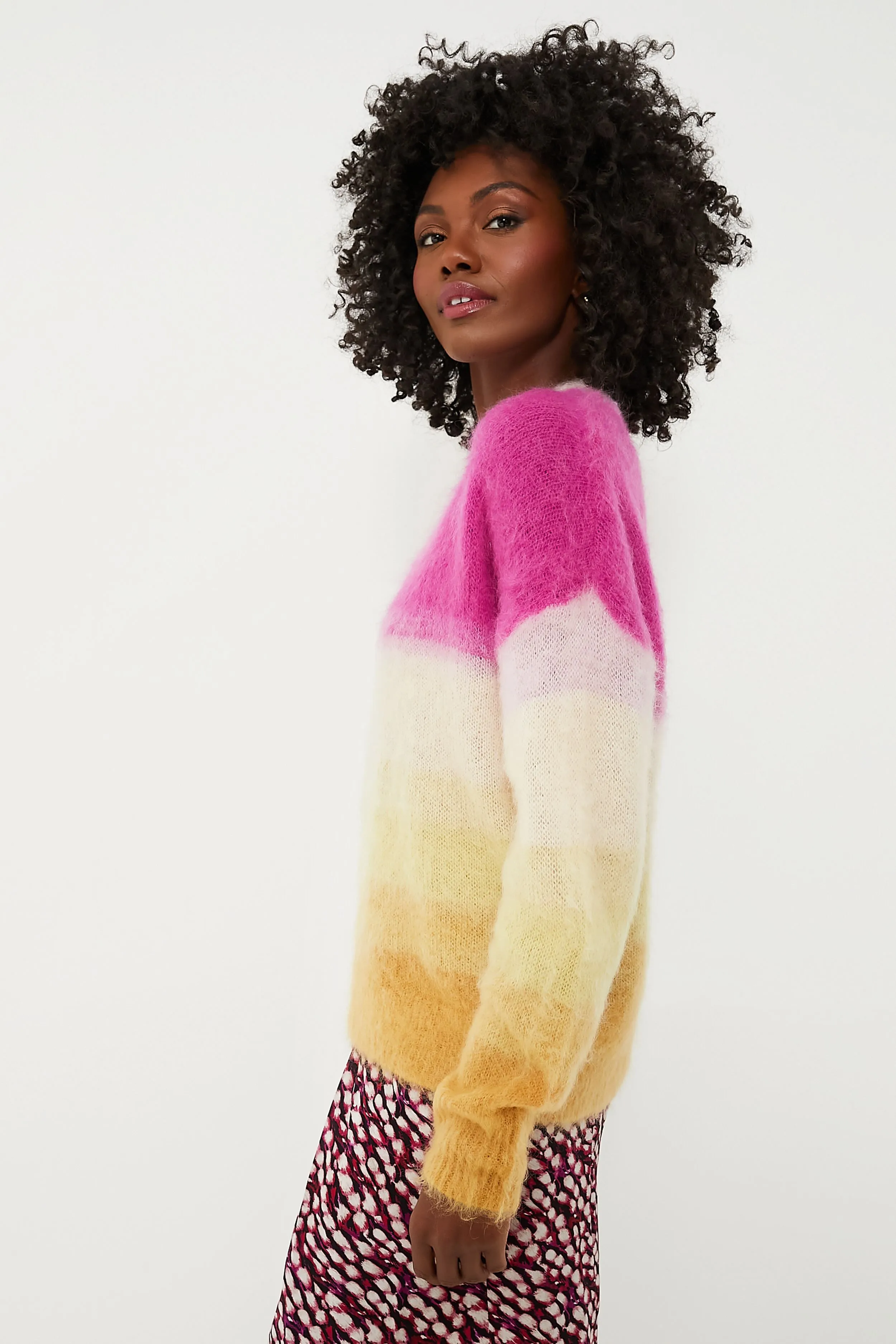 Vibrant Fuchsia and Yellow Drussell Sweater