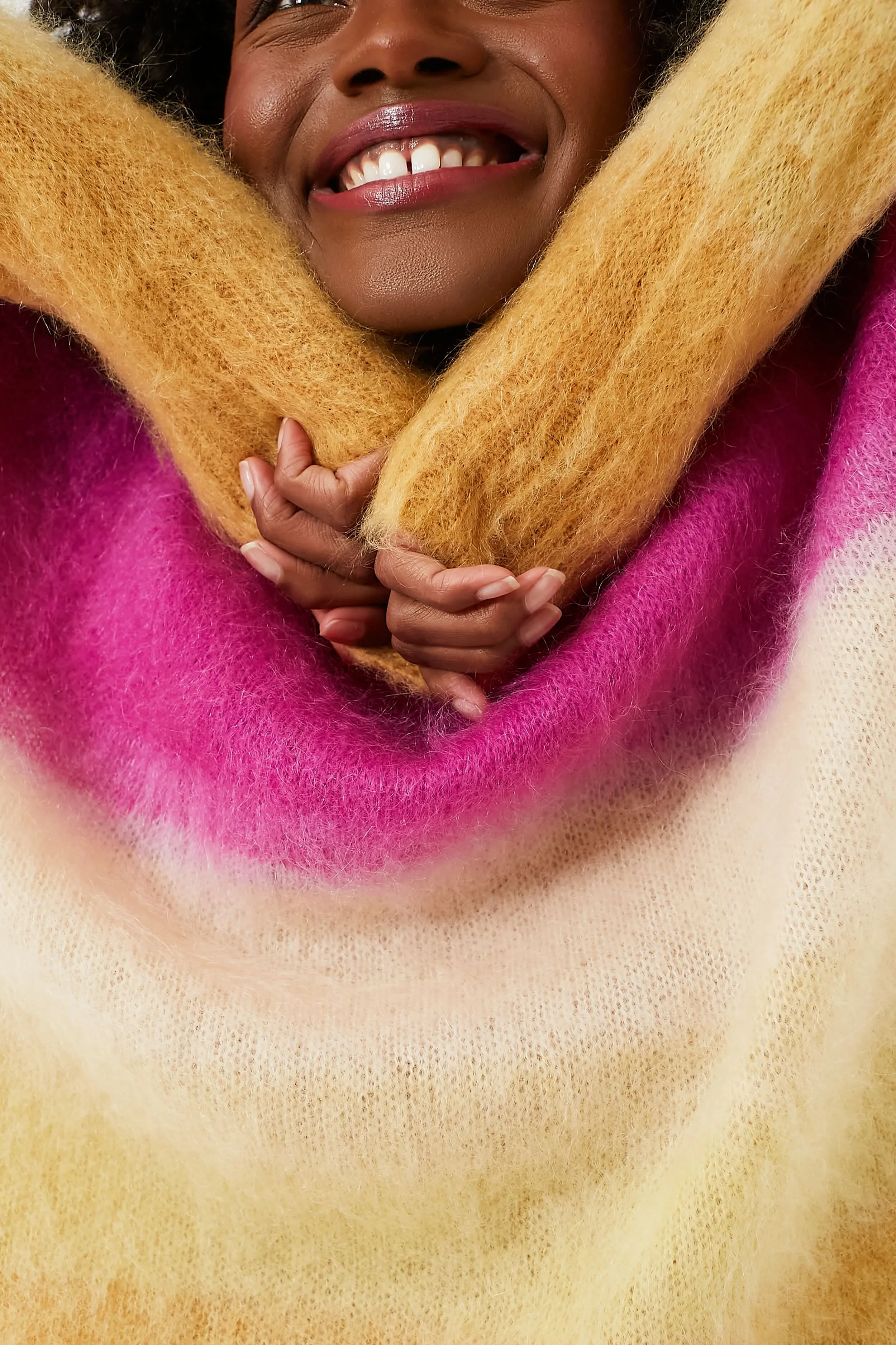 Vibrant Fuchsia and Yellow Drussell Sweater