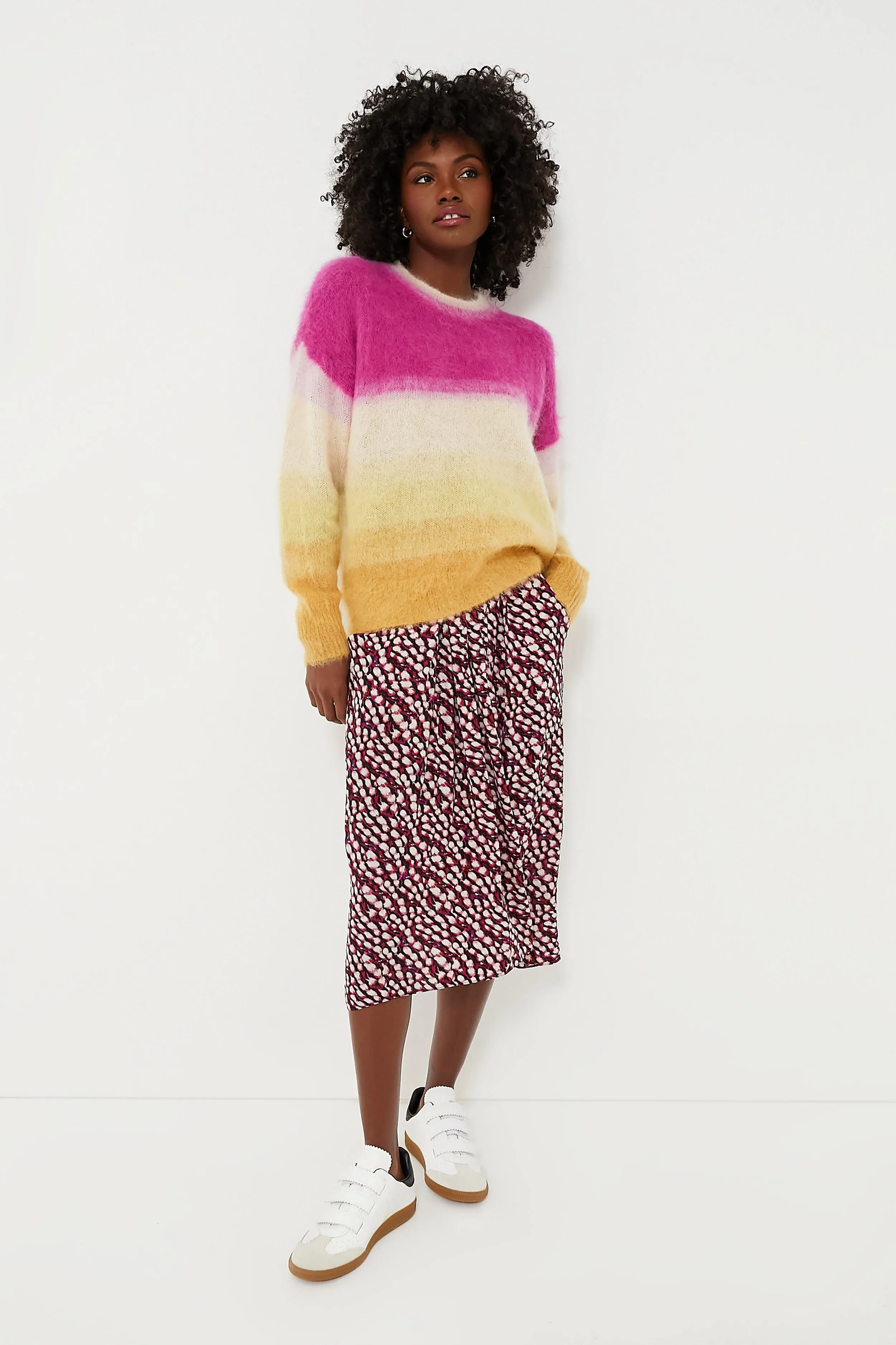 Vibrant Fuchsia and Yellow Drussell Sweater