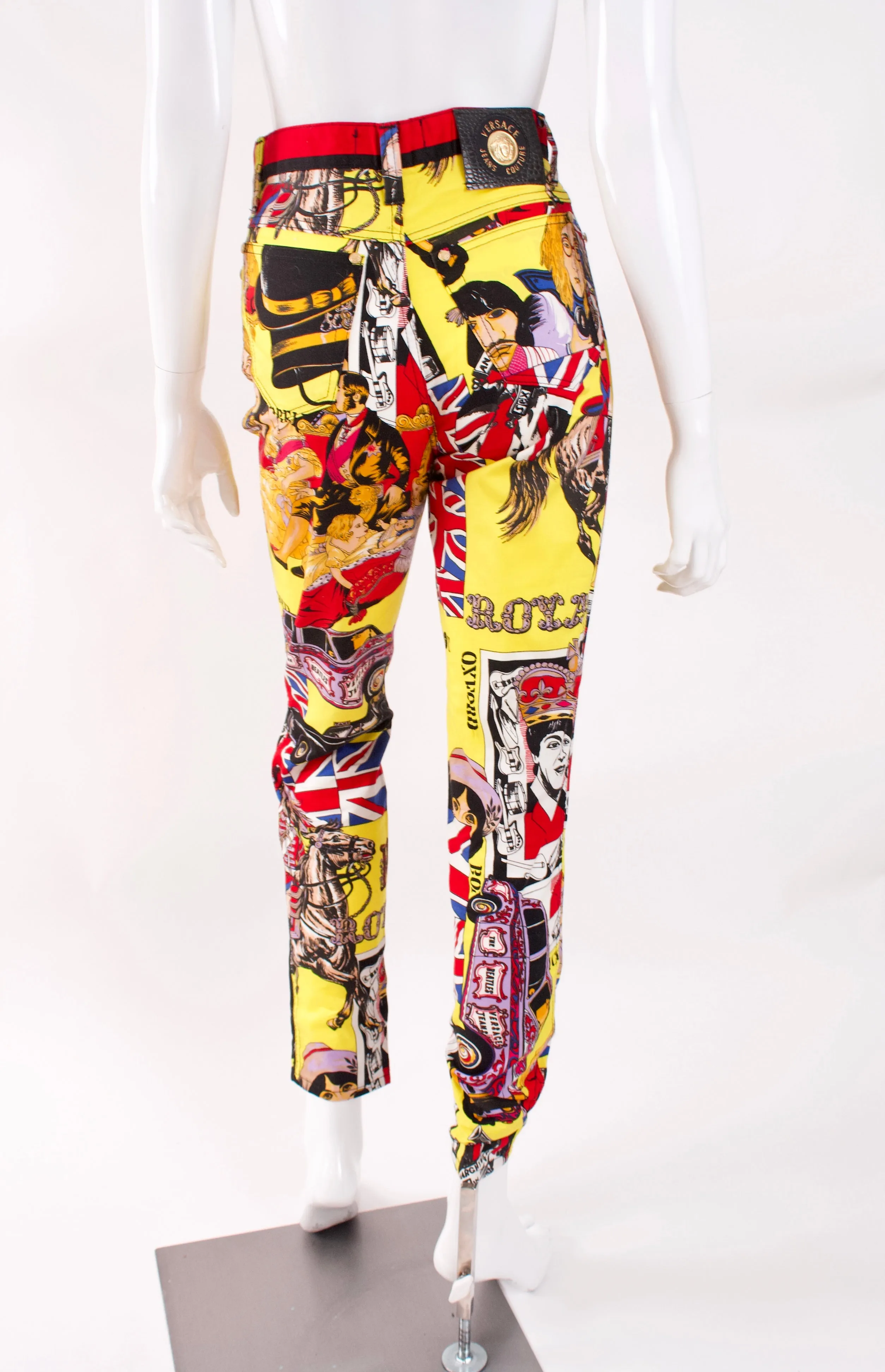 Vintage 90's VERSACE Jeans Couture Rock n' Roll Denim Pants with Beatles Inspiration