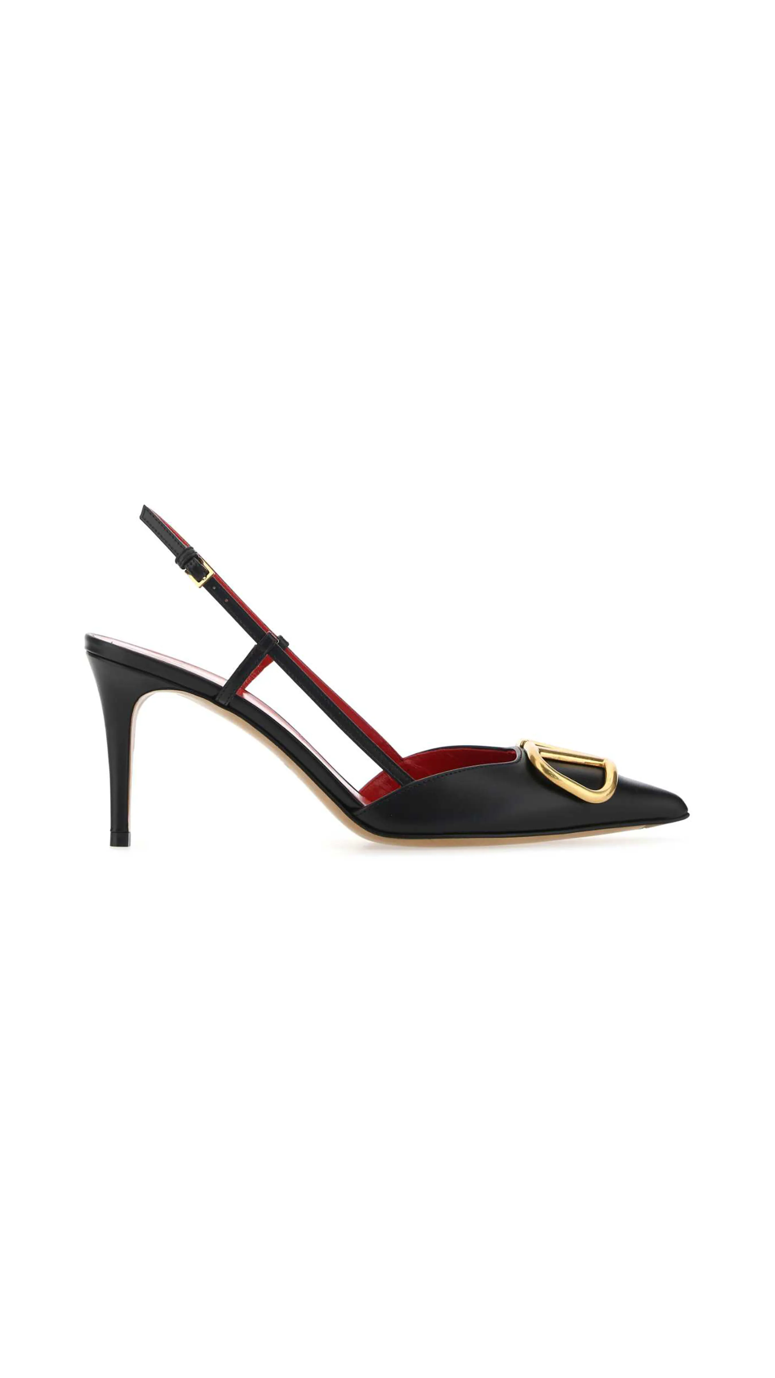 Black Vlogo Signature Calfskin Slingback Pump 80 MM