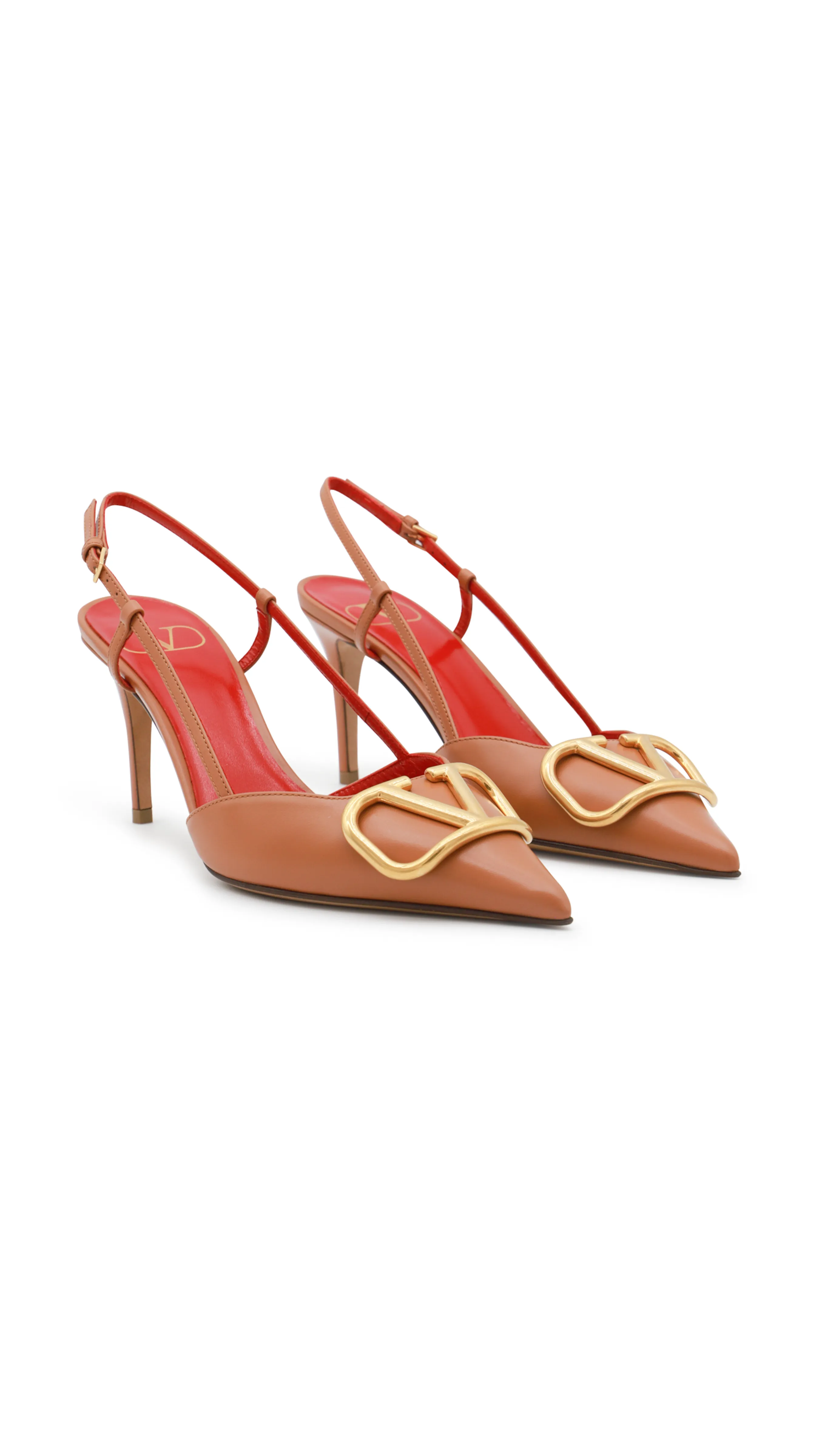 Vlogo Signature Almond 80MM Calfskin Slingback Pump