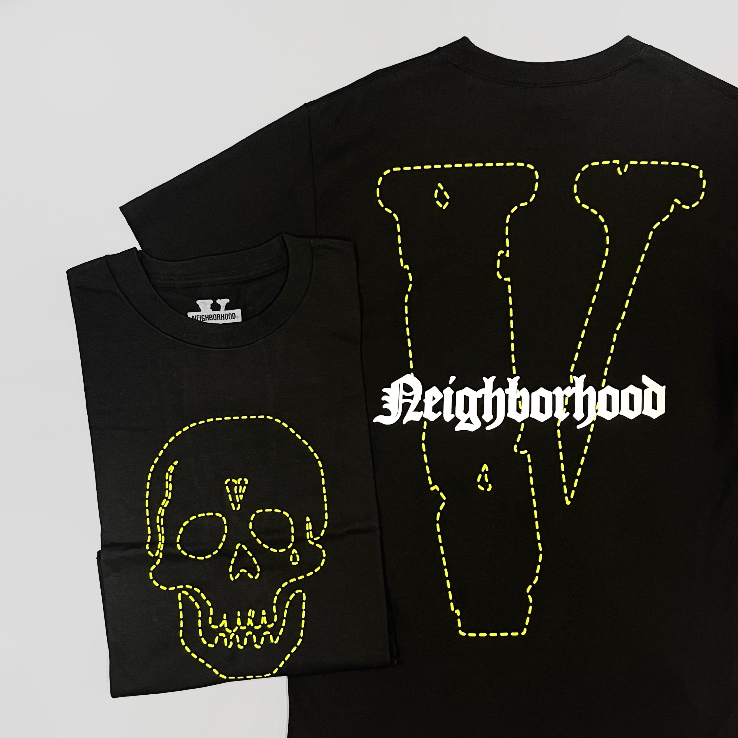 VLONE NEIGHBORHOOD Green Skull T-Shirt Black