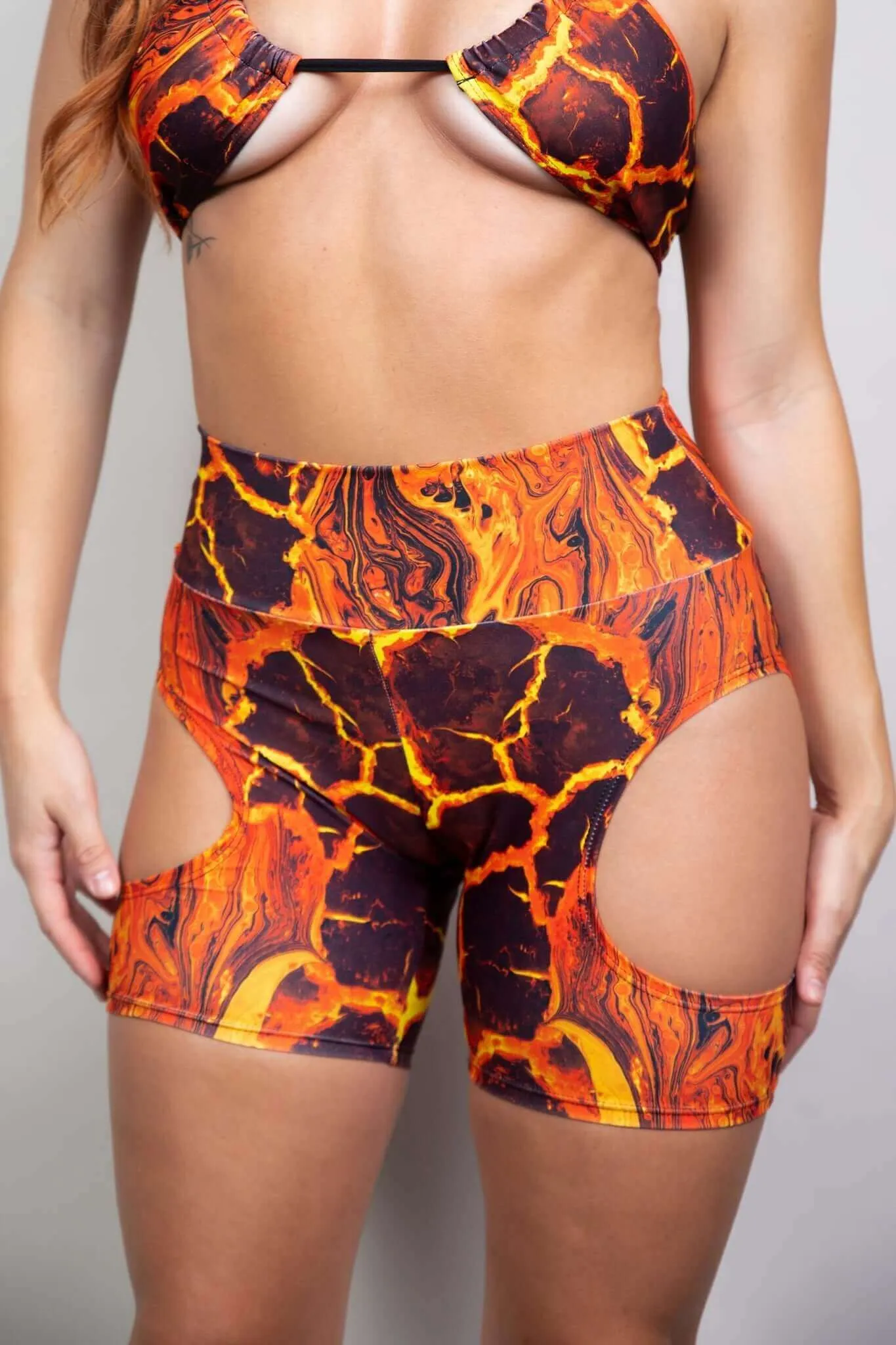 Cut Out Volcanic Biker Shorts