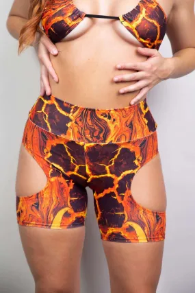 Cut Out Volcanic Biker Shorts