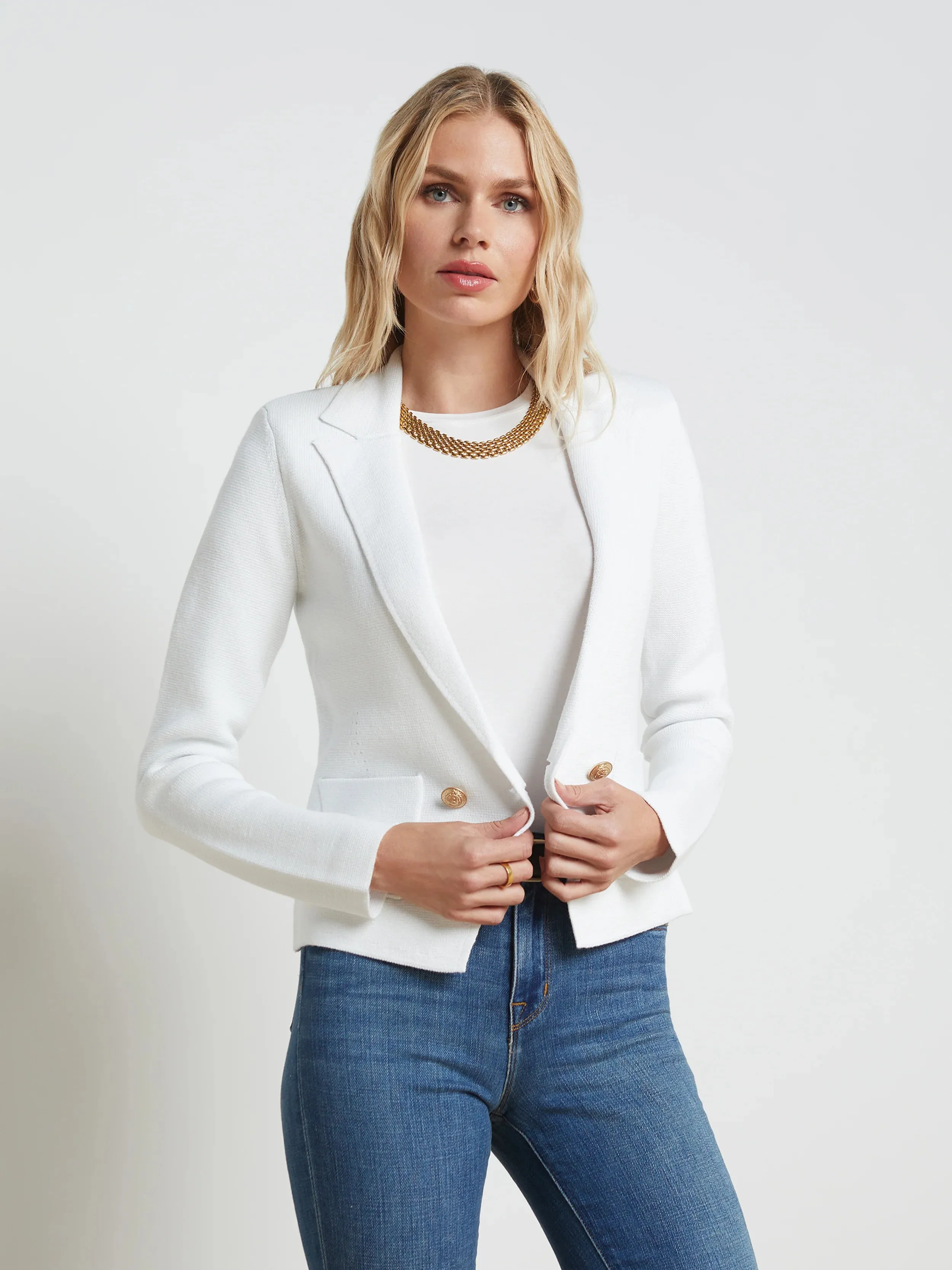 White Sofia Knit Blazer