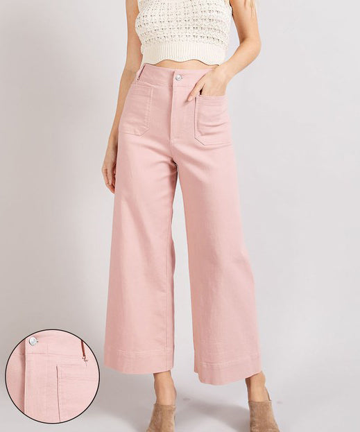 Wide Leg Pants - Dusty Pink