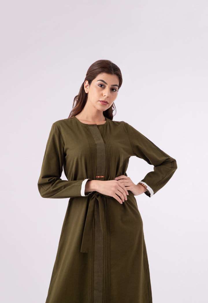 Wide Placket Solid Dress