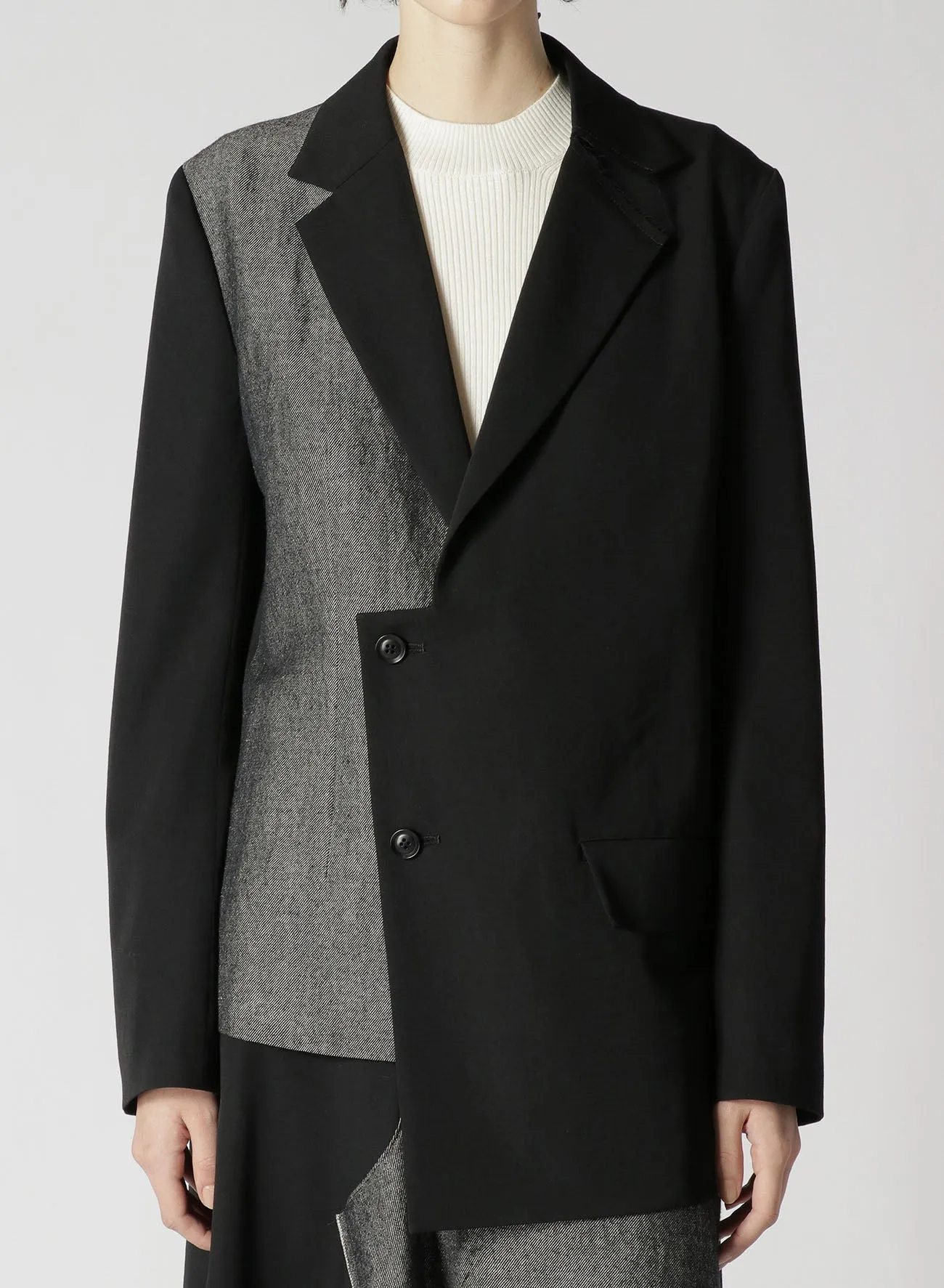 Wool Gabardine Asymmetric Jacket