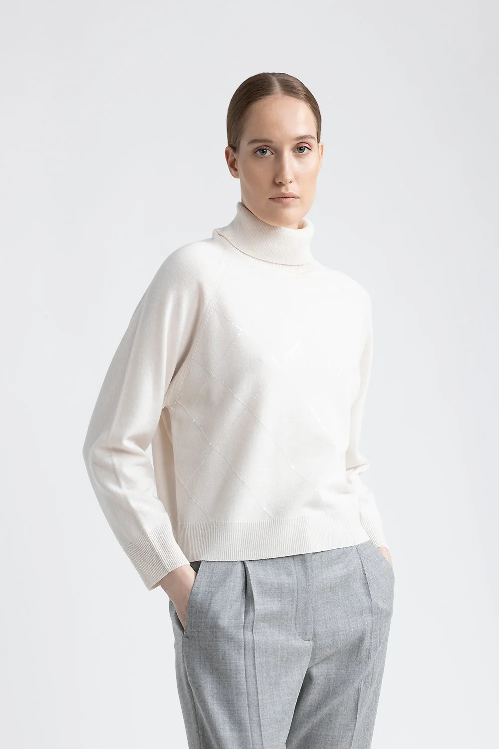 Wool Silk Cashmere Turtleneck Sweater