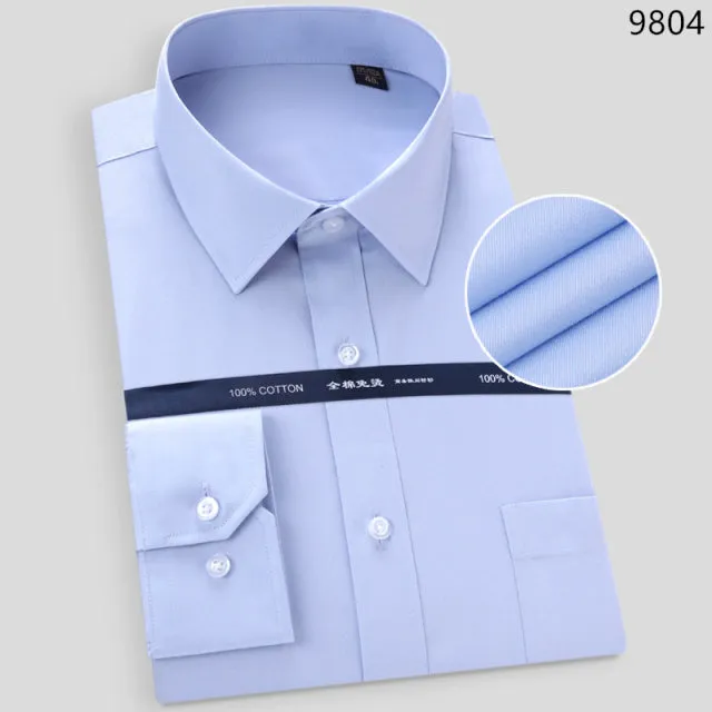 Xituodai High Quality Non-Ironing Men Dress Long Sleeve Shirt 2022 New Solid Male Plus Size Regular Fit Stripe Business Shirt Wh