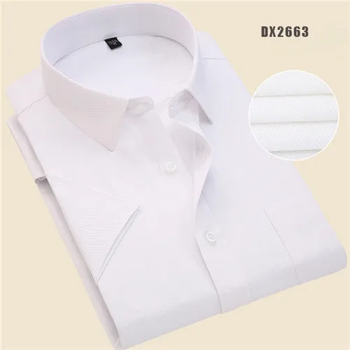 Xituodai Summer Business Work Shirt Square Collar Short Sleeved Plus Size S to 7XL Solid Twill Striped Formal Men Dress Shirts n