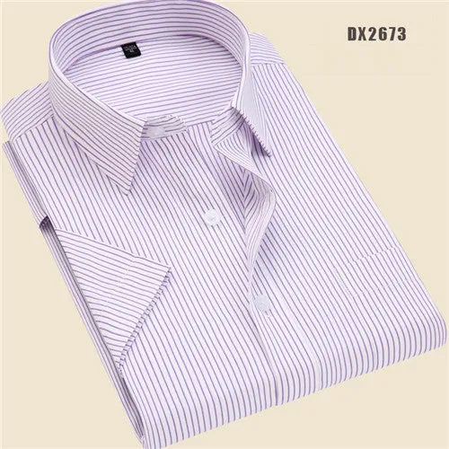 Xituodai Summer Business Work Shirt Square Collar Short Sleeved Plus Size S to 7XL Solid Twill Striped Formal Men Dress Shirts n