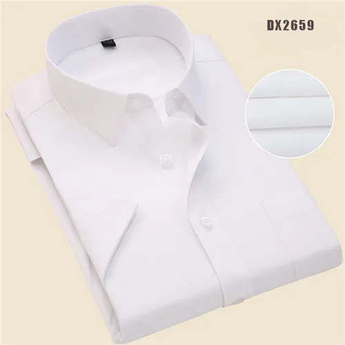 Xituodai Summer Business Work Shirt Square Collar Short Sleeved Plus Size S to 7XL Solid Twill Striped Formal Men Dress Shirts n