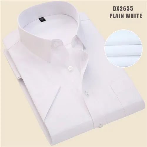 Xituodai Summer Business Work Shirt Square Collar Short Sleeved Plus Size S to 7XL Solid Twill Striped Formal Men Dress Shirts n