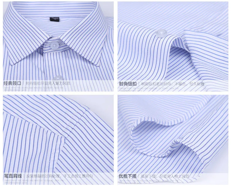 Xituodai Summer Business Work Shirt Square Collar Short Sleeved Plus Size S to 7XL Solid Twill Striped Formal Men Dress Shirts n