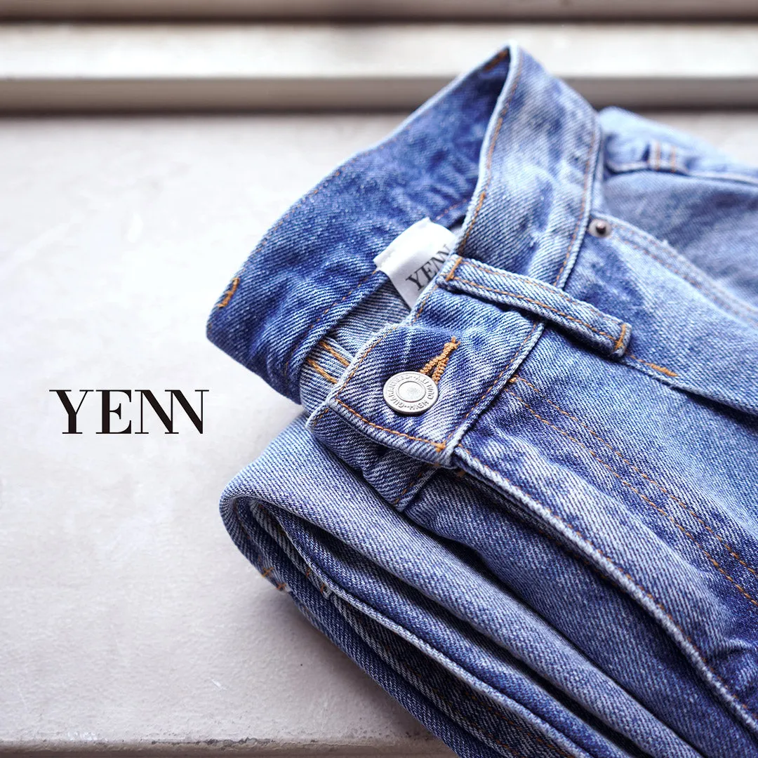 YENN Wide Denim High Rise Tuck Pants