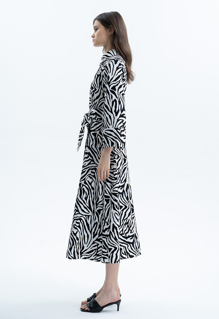 Zebra Print Midi Dress