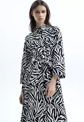 Zebra Print Midi Dress