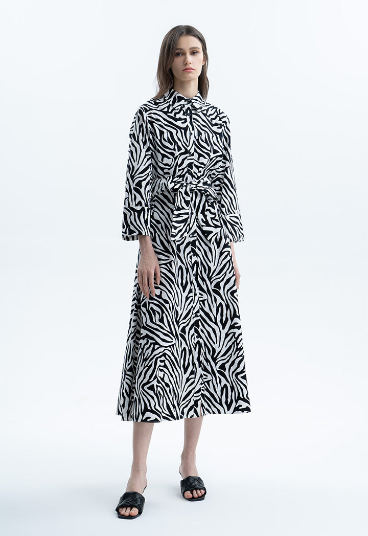 Zebra Print Midi Dress